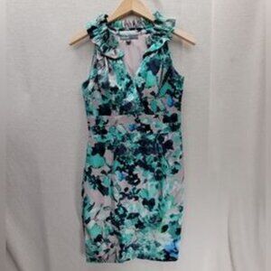 NWT Donna Ricco Floral Sleeveless Pencil Lined Teal Navy Dress size-4